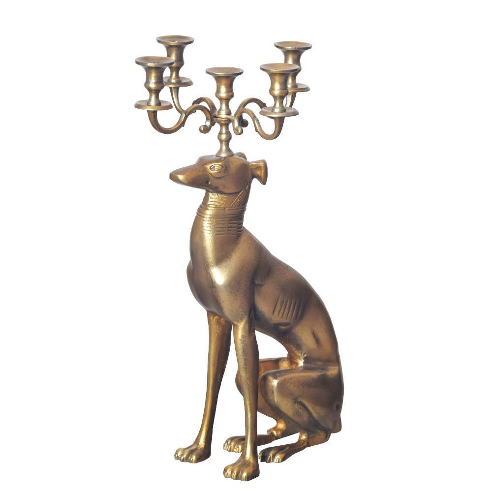Windhund Kerzenleuchter in Gold aus Aluminium - Cowian