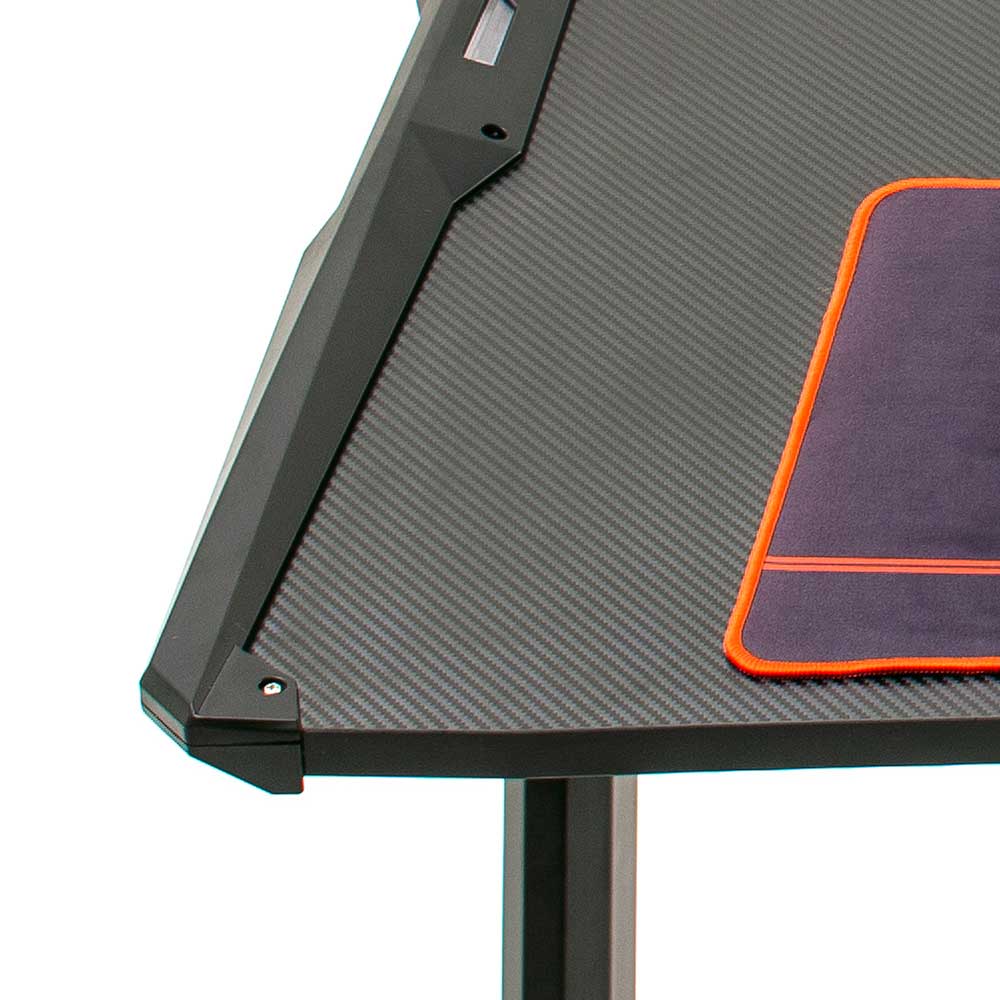 Schwarzer Gamer PC Tisch mit LED Beleuchtung - Frogs