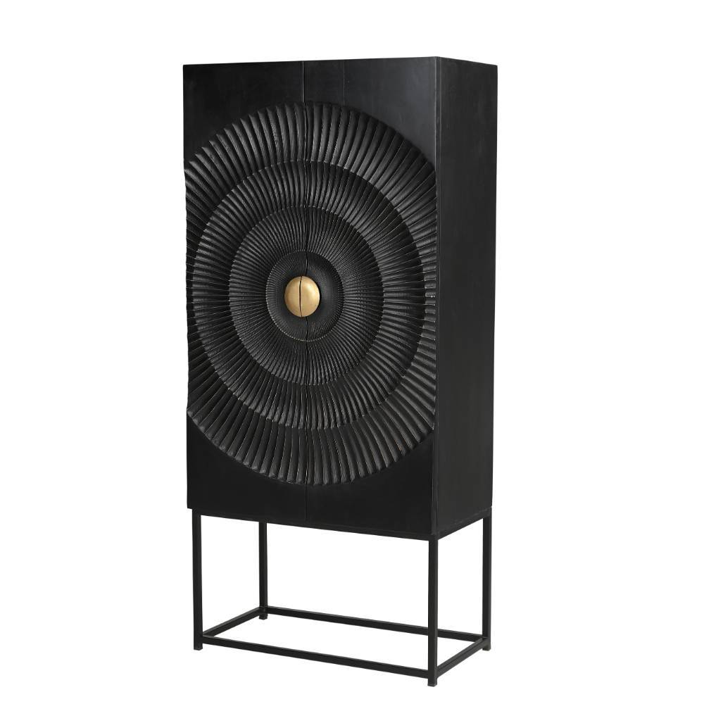 Design Highboard in Schwarz und Gold - Oglio