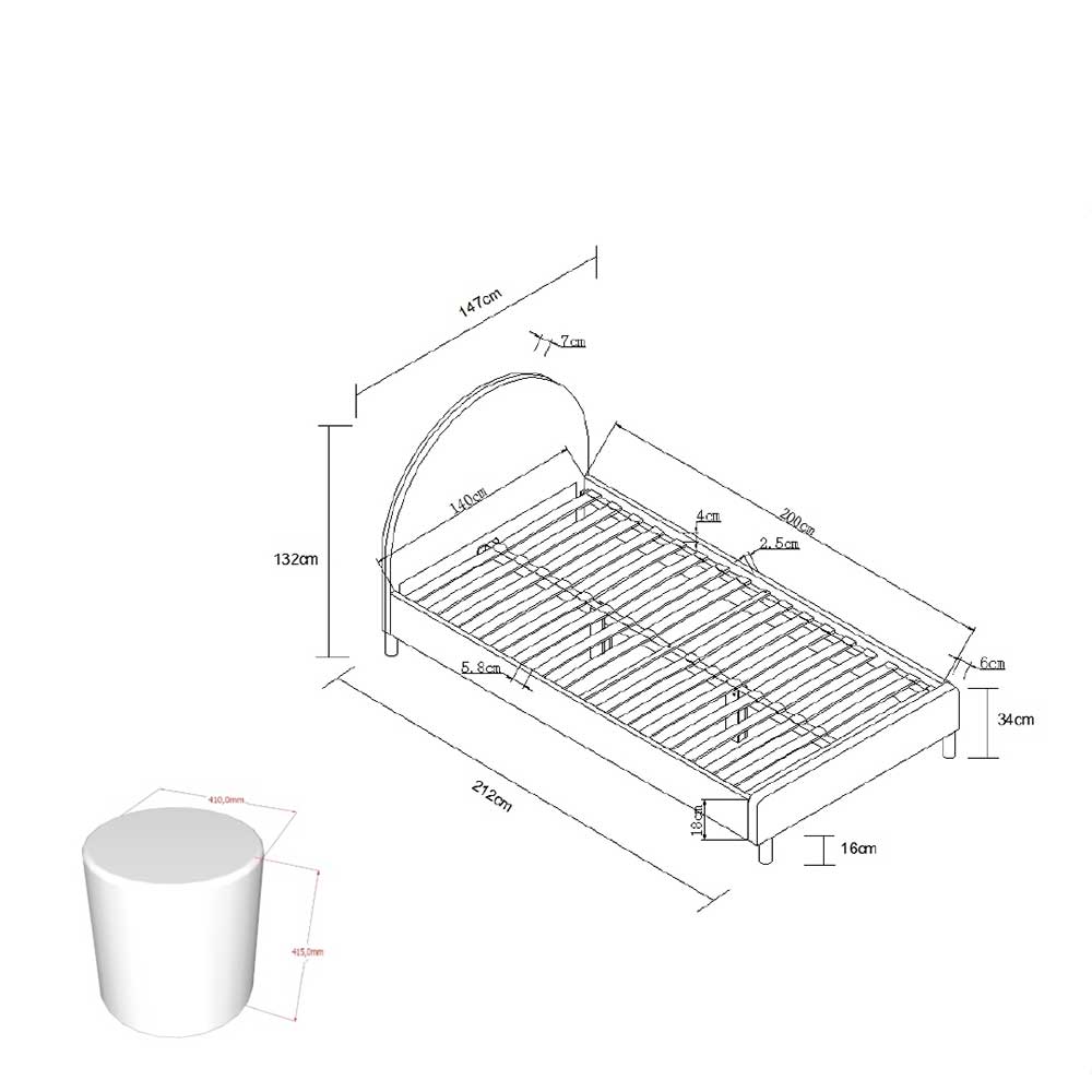 Skandi Polsterbett in Grün Boucle - Skylab