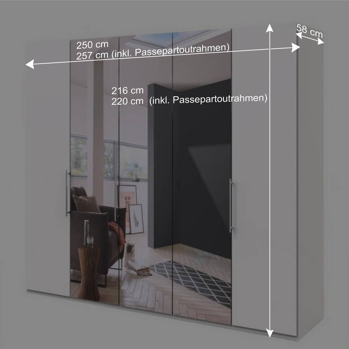 Weißer Schrank fürs Schlafzimmer mit Spiegeln - Donpiave