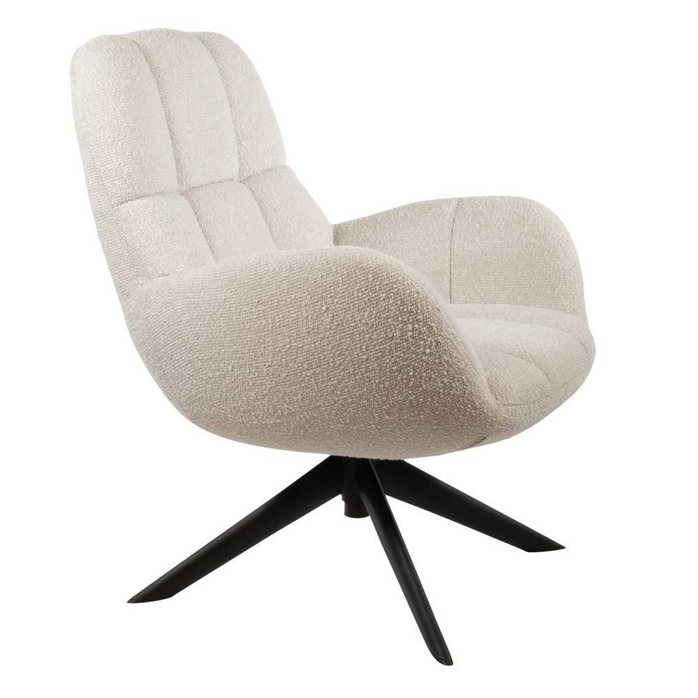 Drehbarer Boucle-Sessel in Cremeweiß - Dresinas