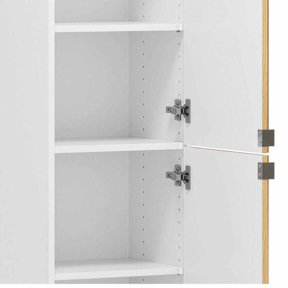 Bad-Hochschrank mit Spiegeltüren in Mattweiß - Yvonja
