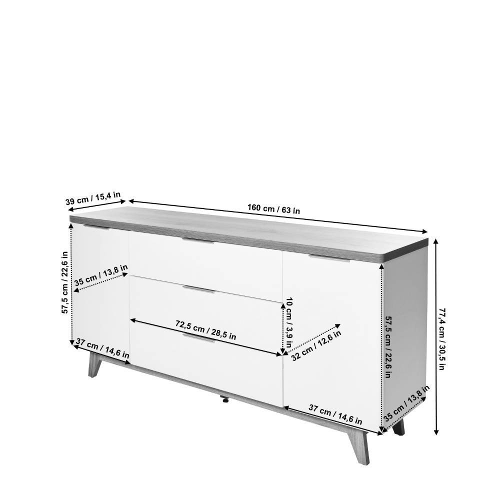 Sideboard in Walnuss Holzoptik - Leoyaro
