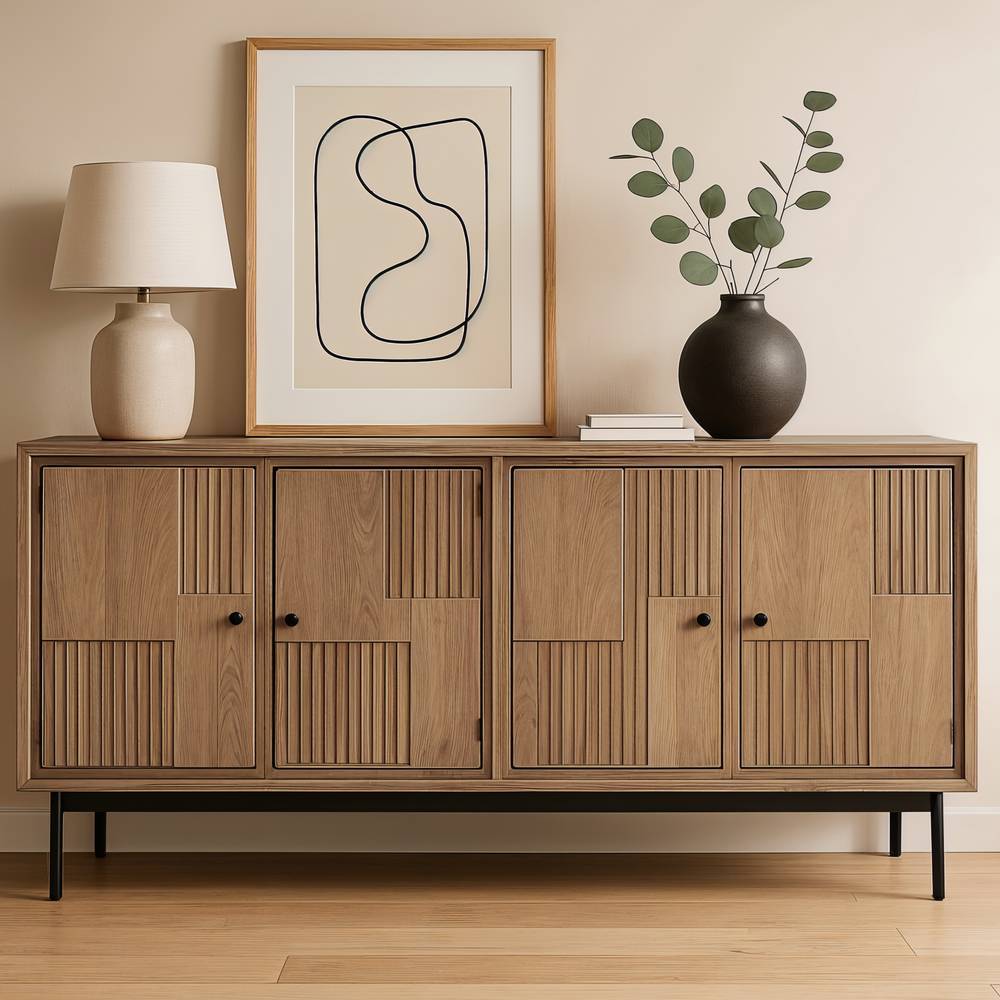 4-türiges Sideboard aus Mangobaum Massivholz - Peravia