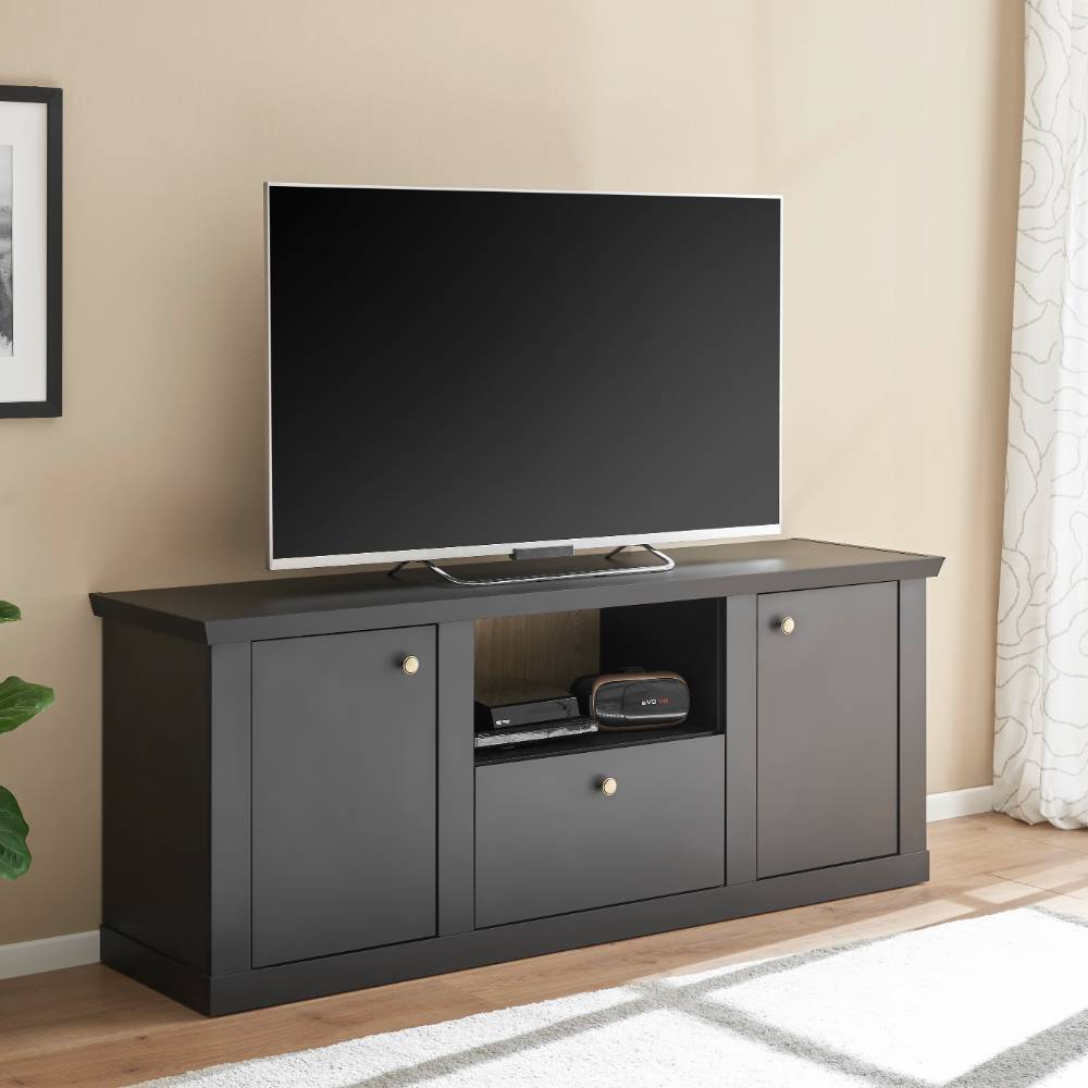 Modern Country TV Board in Mattschwarz - Lulumo