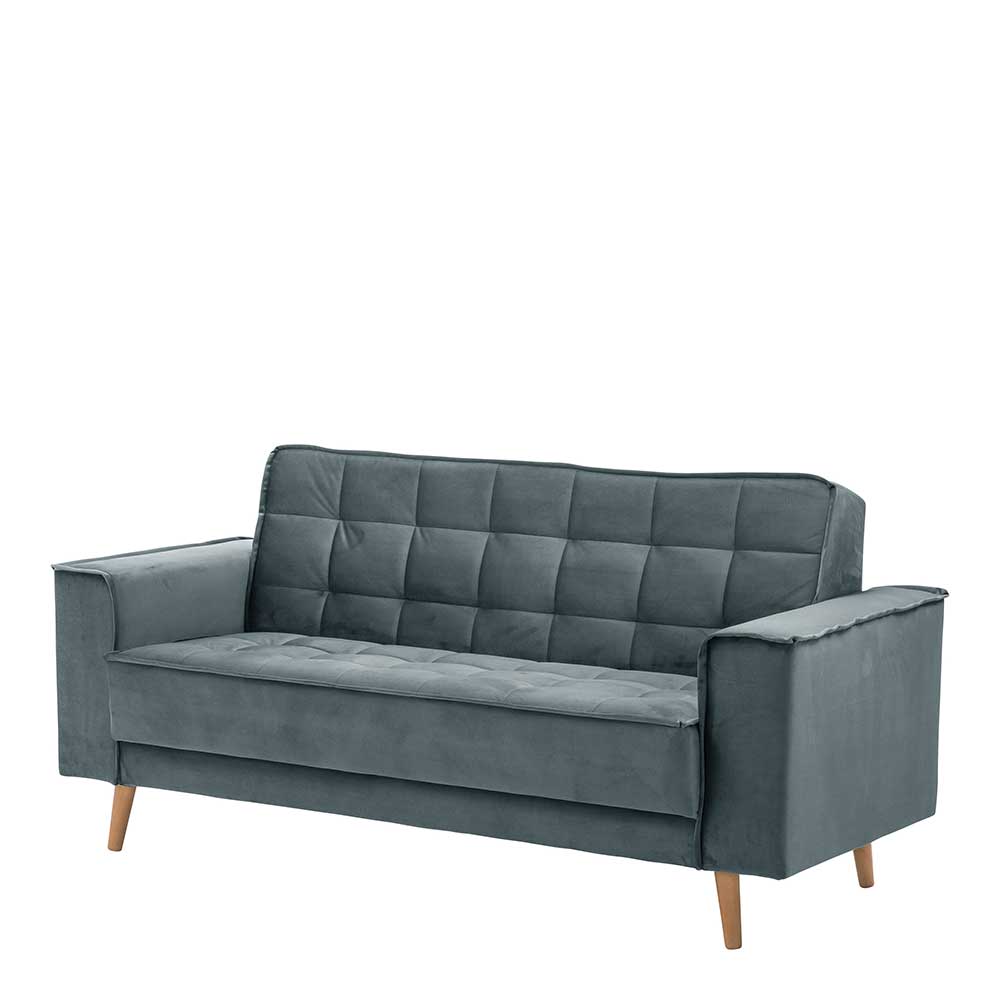 Blaugraue Couch aus Samtvelours - Lymeca