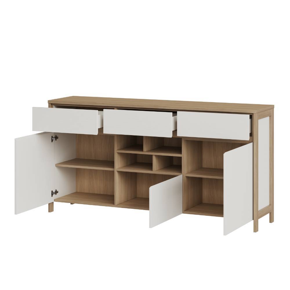 Skandi Sideboard in Weiß und Eiche Dekor - Ovidio