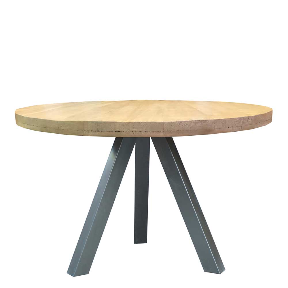 Runder Esstisch mit Holzplatte Mango - Belafoma