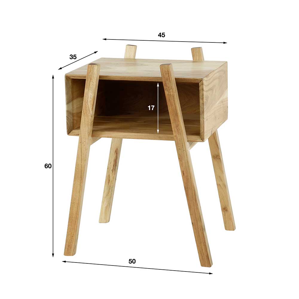 50x60x35 cm Nachttisch mit Fach aus Holz - Zurian