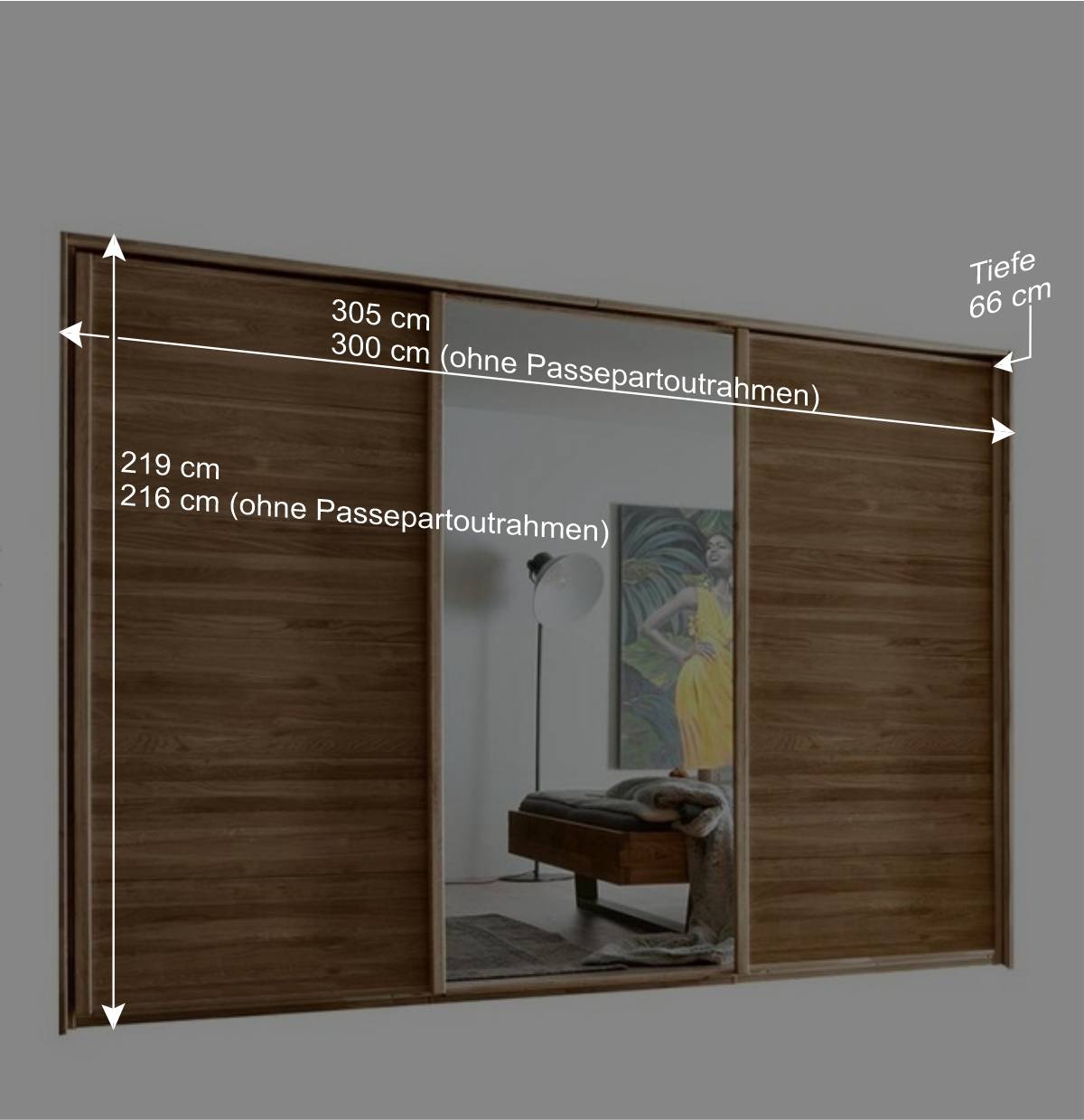 Wildeiche Kleiderschrank mit 3 Schwebetüren - Divnoi