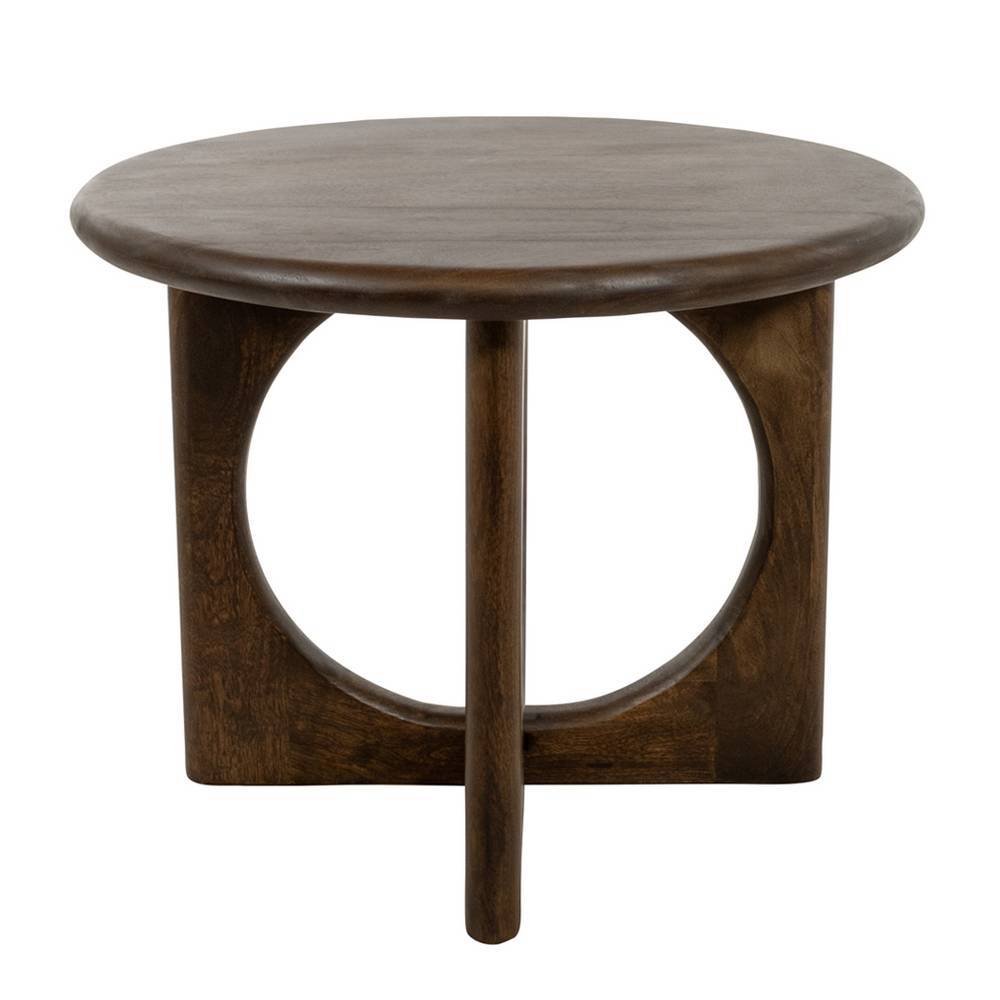 Runder Couchtisch aus Walnussholz mit einzigartigem Fußgestell und Kreis-Design – Tibbet
