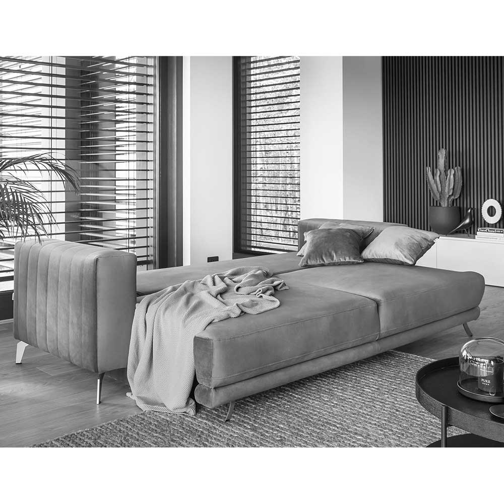 Microfaser Schlafsofa in Taupe - Cara