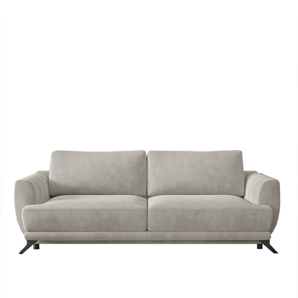 Chenille Schlafcouch in Beige - Bravassa