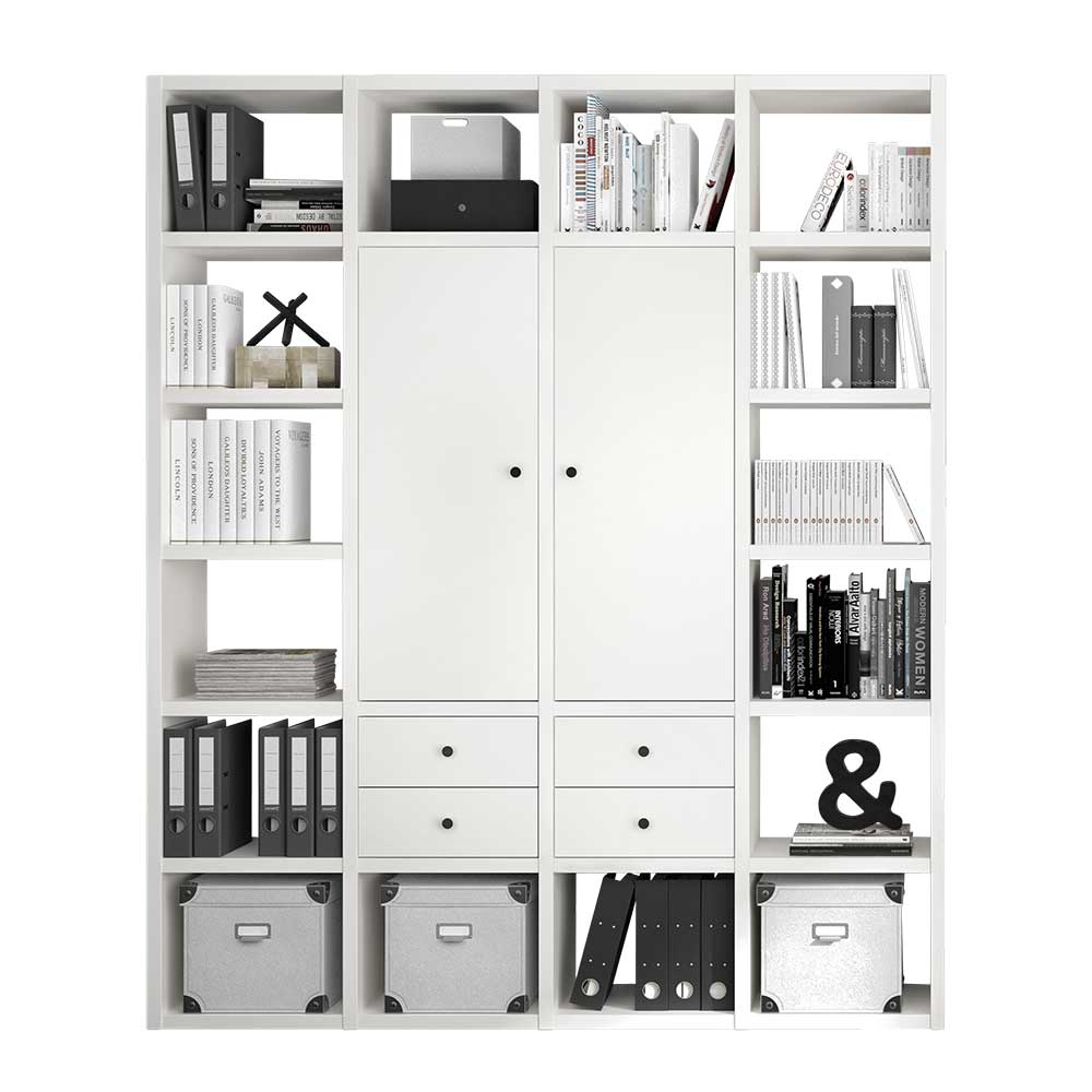 Office Regal mit 16 Fächern & 4 Schubladen & 2 Türen - Orinna