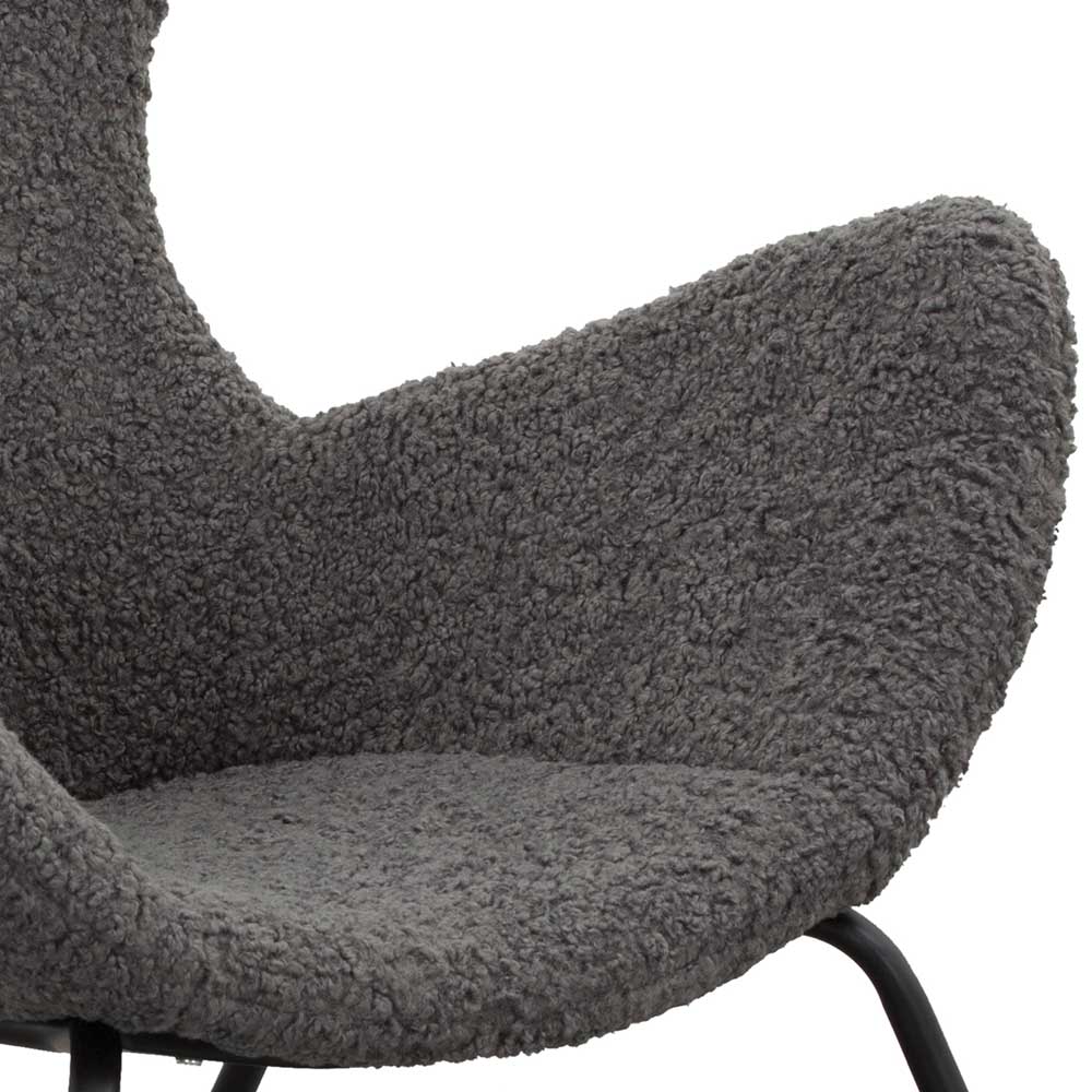 Stylischer Sessel mit grauem Plüsch bezogen - Simple