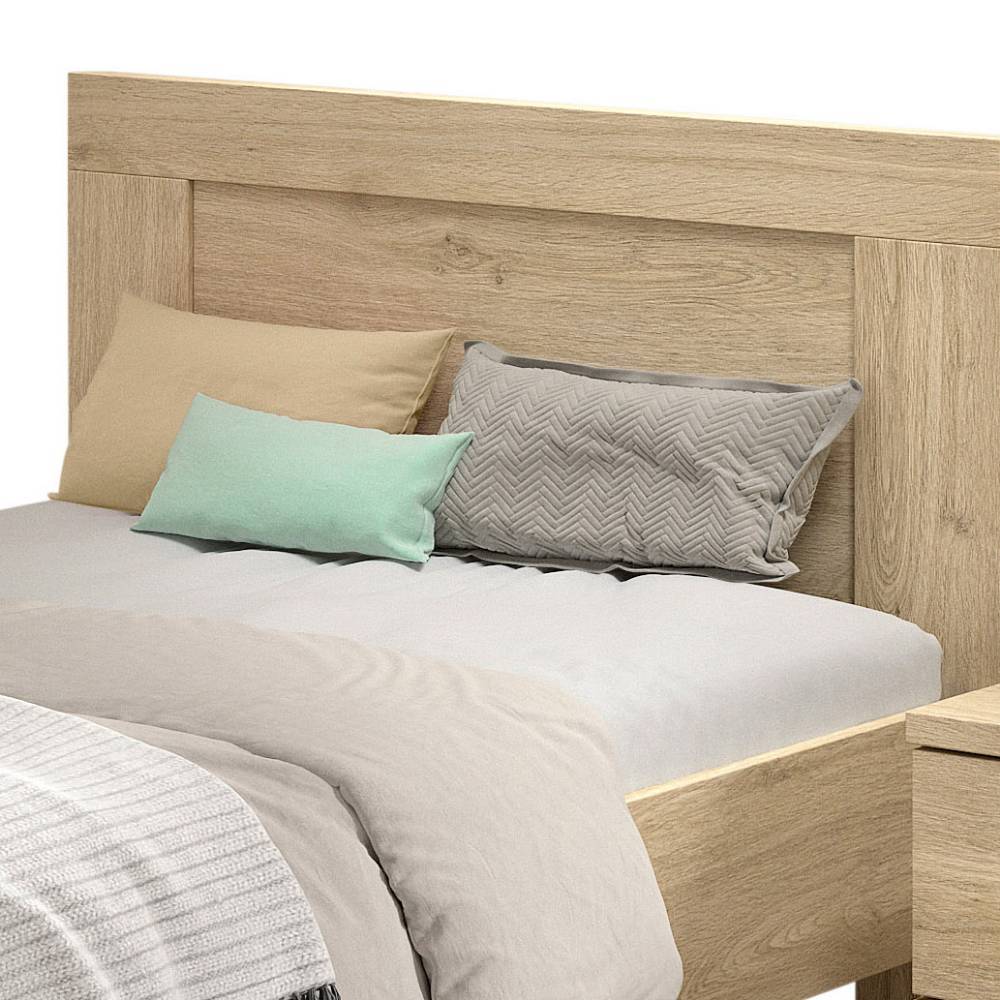 Kopfteil des Jugendbettes in natürlicher Holzoptik mit bequemen Kissen – Choice
