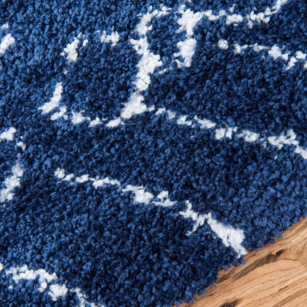Abstrakt gemusterter Läufer Teppich in Blau - Gunnar