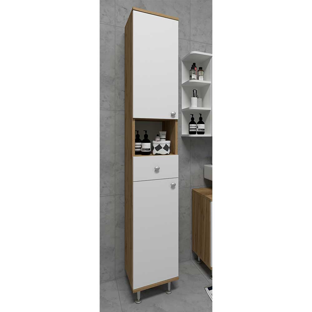 Badezimmer Hochschrank mit 2 Türen & Schublade - Nelani