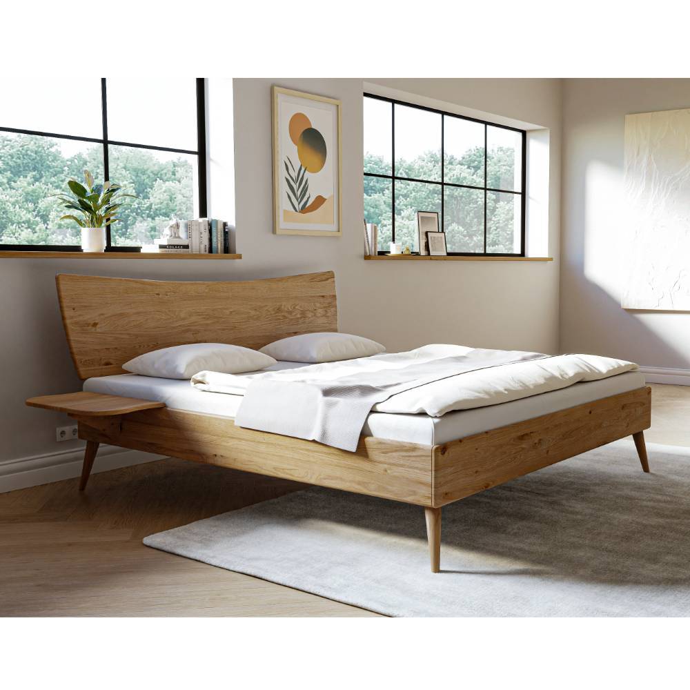 Wildeiche-Bett mit Holz-Kopfteil - Plural