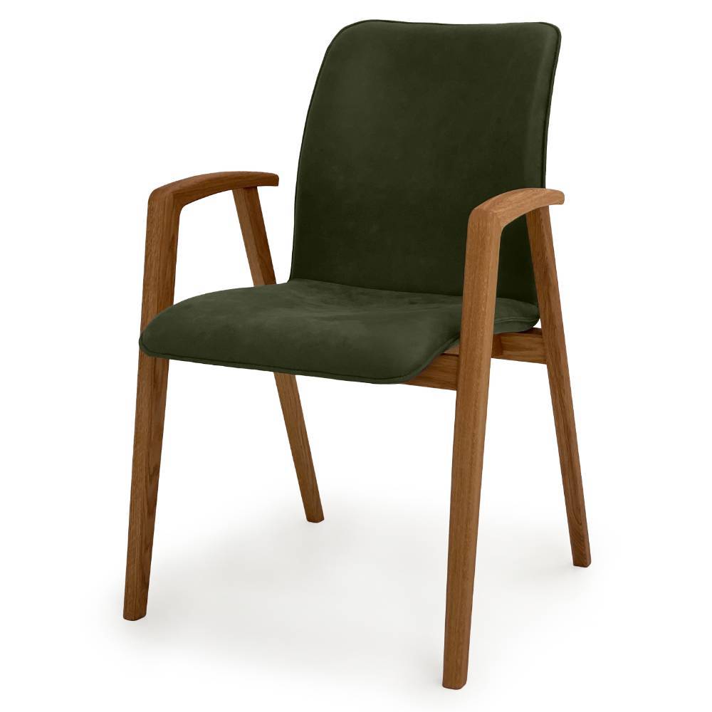 Armlehnenstuhl in Khaki Webstoff - Duno (2er Set)