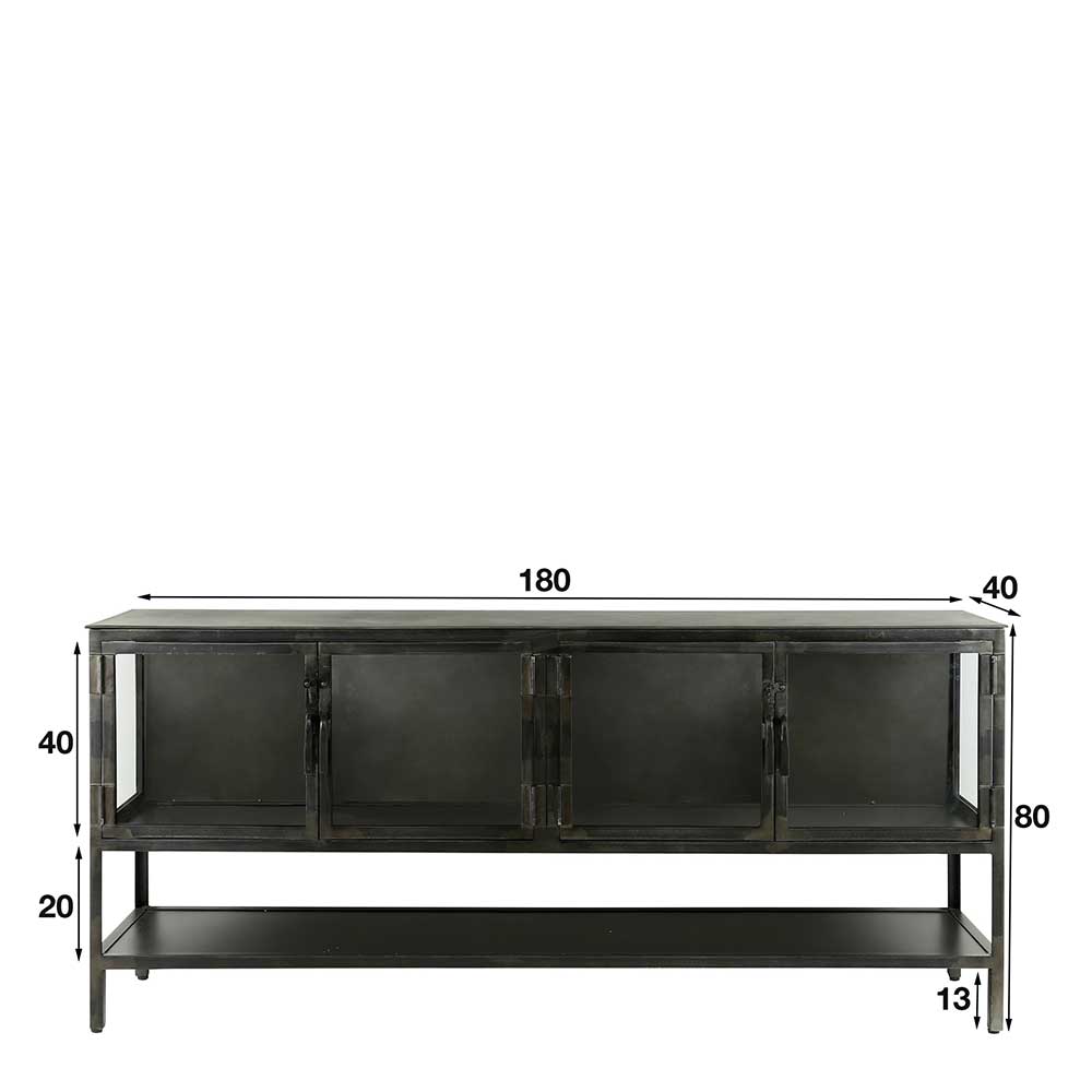 180x80x40 Sideboard aus Metall & Glas - Brayden