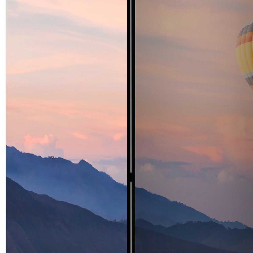 Foto Paravent Heißluftballon über Bergen - Akura