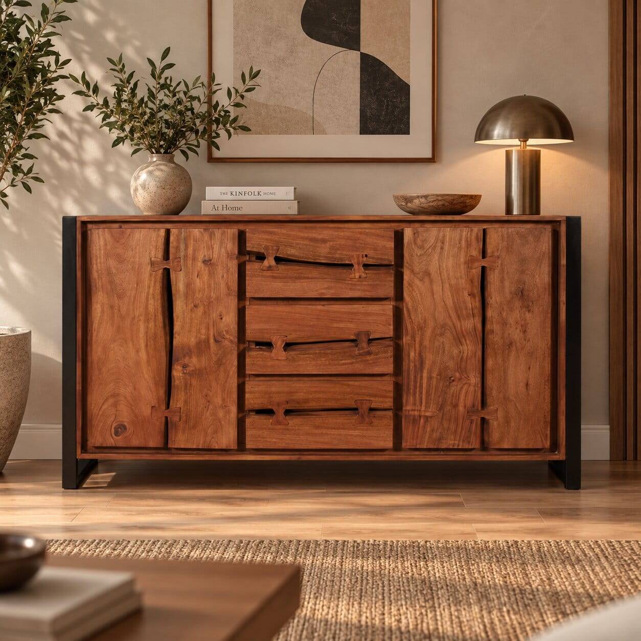 Loft-Stil Anrichte Smantana aus Akazie Massivholz