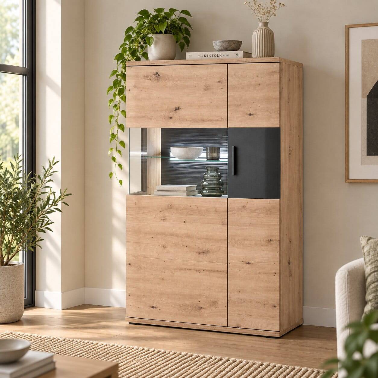 Wohnzimmer Vitrine Highboard zweifarbig - Vecenda