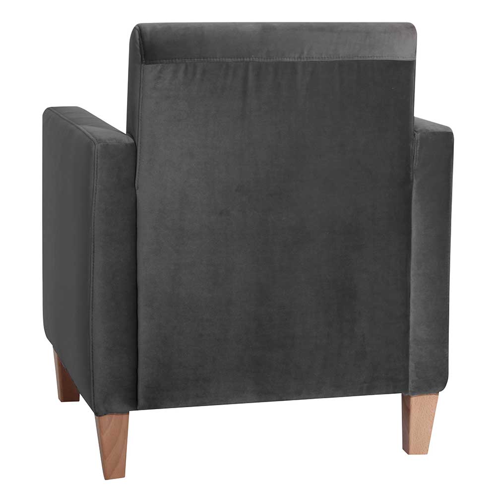 Samtvelours Sessel in Anthrazit - Brazoly