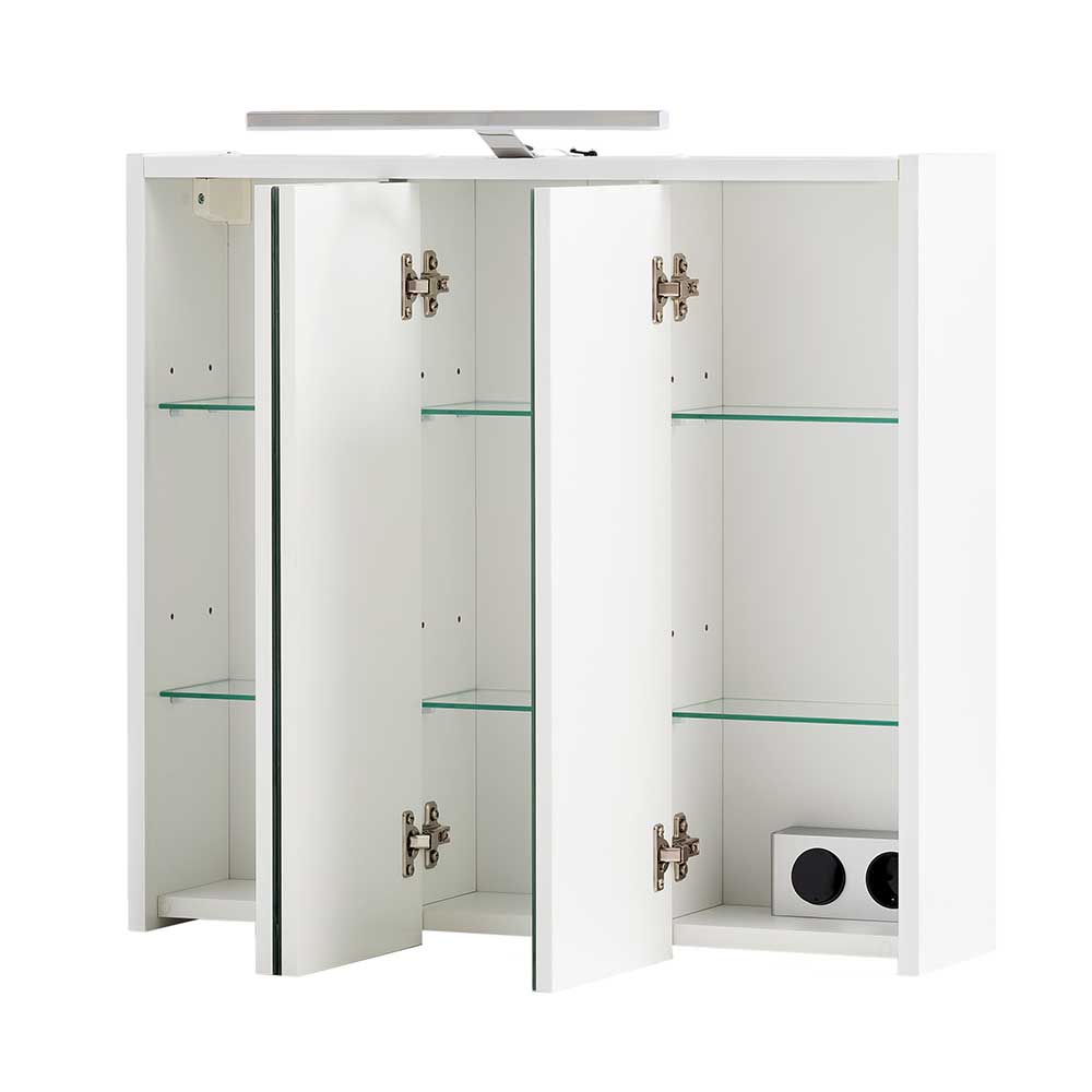 Bad Spiegelschrank - 65 cm oder 75 cm oder 94 cm breit in Weiß mit LED  Licht - Vera