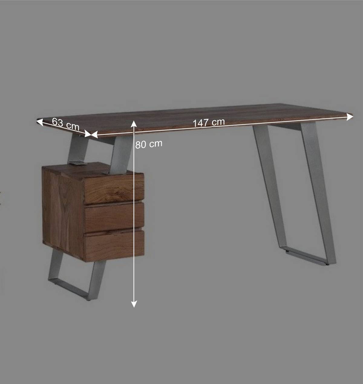 Design Schreibtisch aus Akazienholz mit Baumkante - Banjee