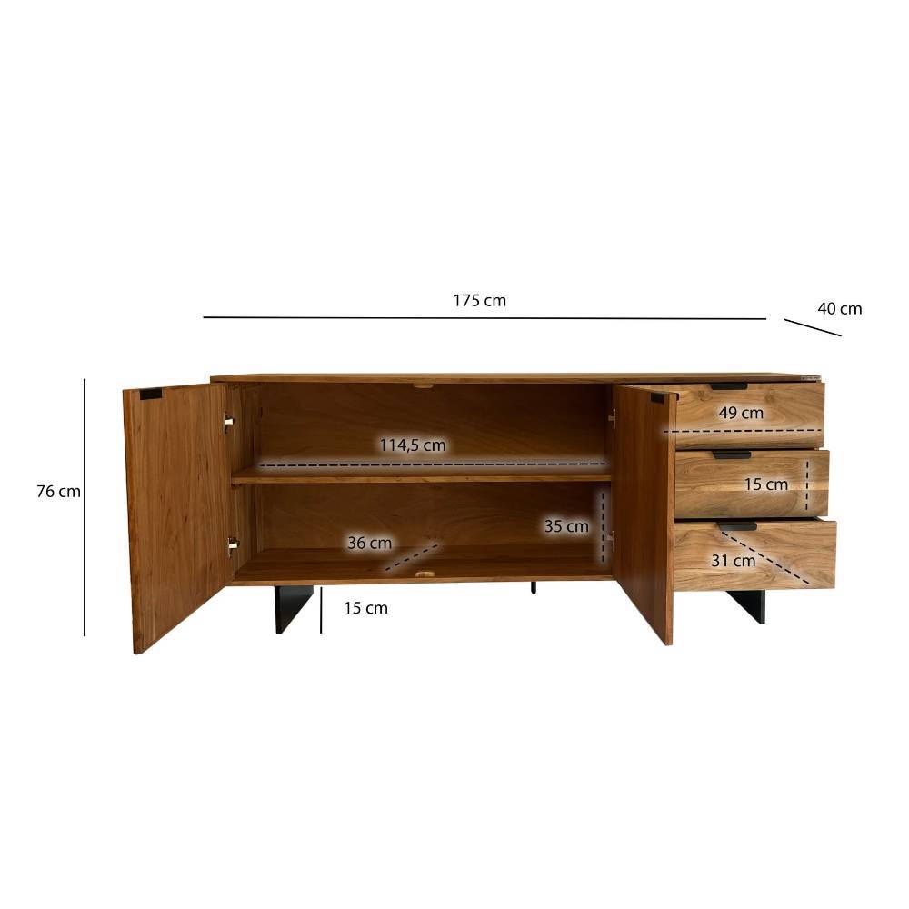 Kombi-Sideboard aus Akazie Massivholz - Sharmota