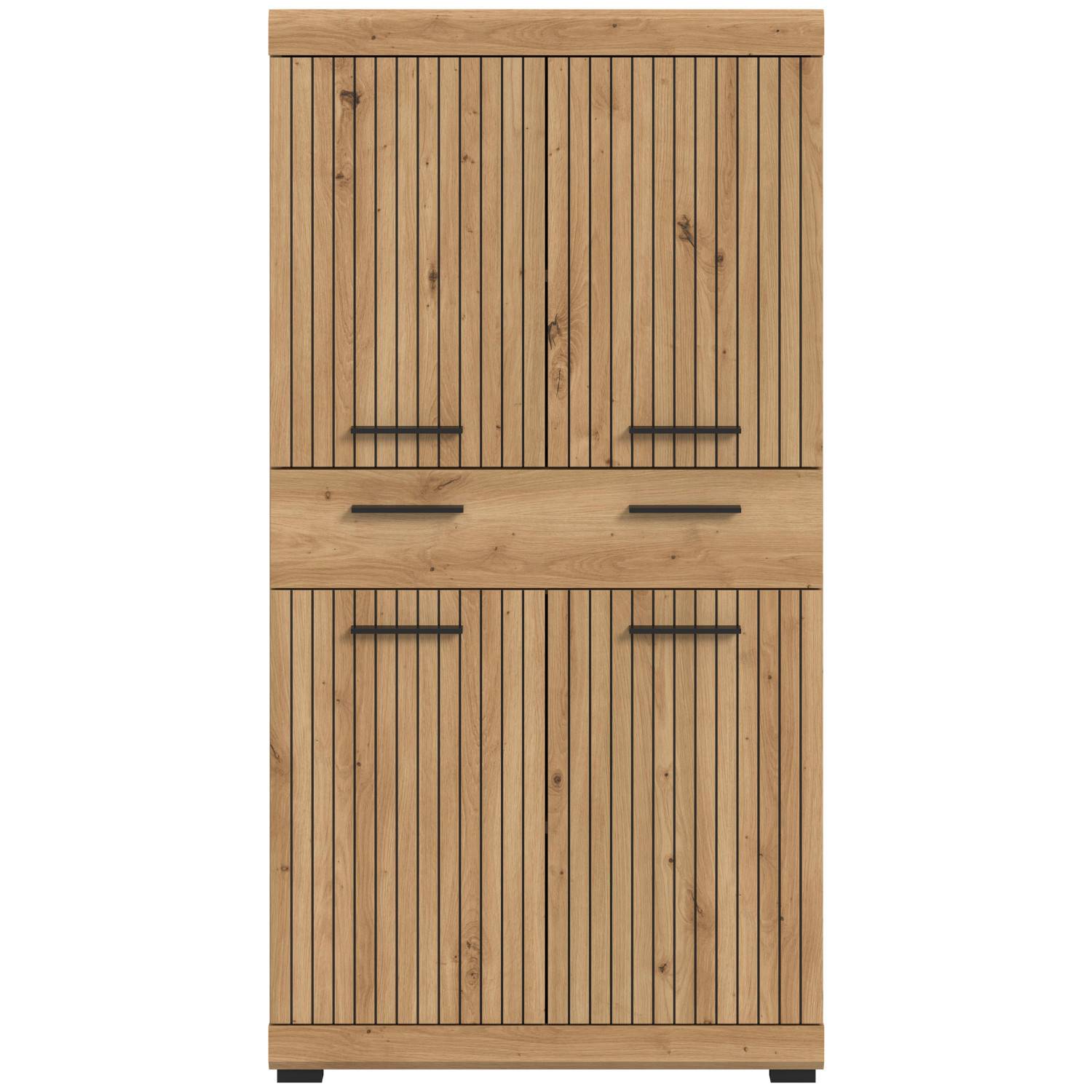 Robuster Hochschrank mit Relief-Front - Lasewood