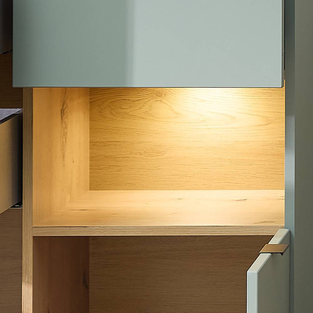 Highboard in Graugrün und Wildeiche Natur - Halimi