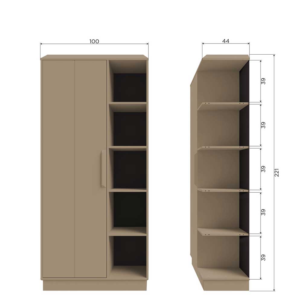 Teilmassiver Schrank in Schlammfarben - Isle