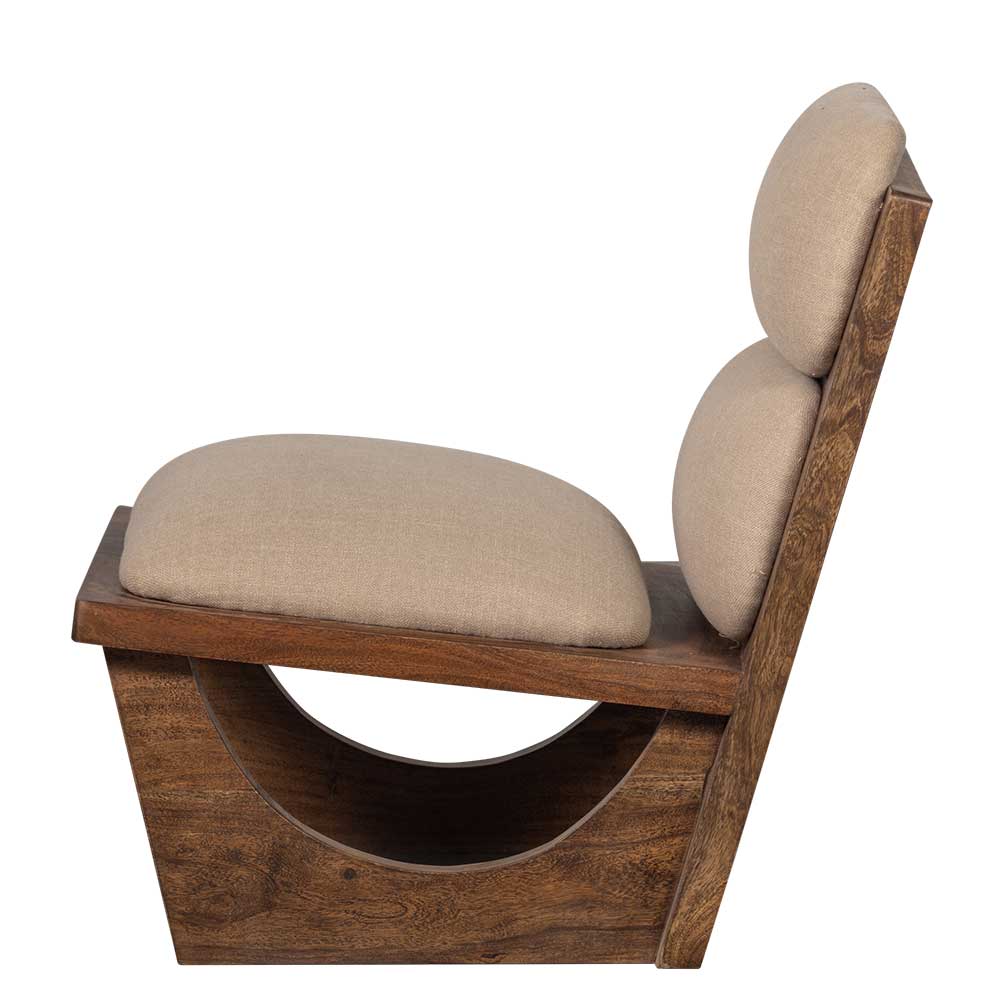 Akazienholz Sessel in Beige Boucle - Uriscano