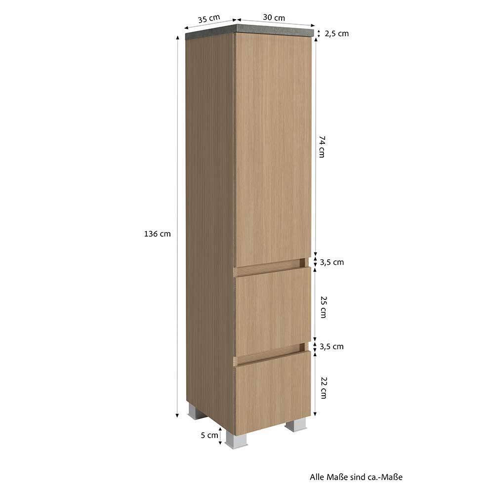 Waschplatzmöbel und Midischrank Set - Leitha (dreiteilig)