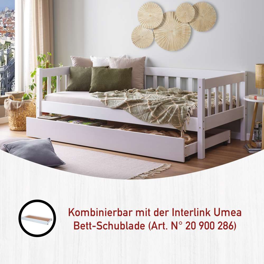 100x70x209 Skandi Holzbett in Weiß - Beato