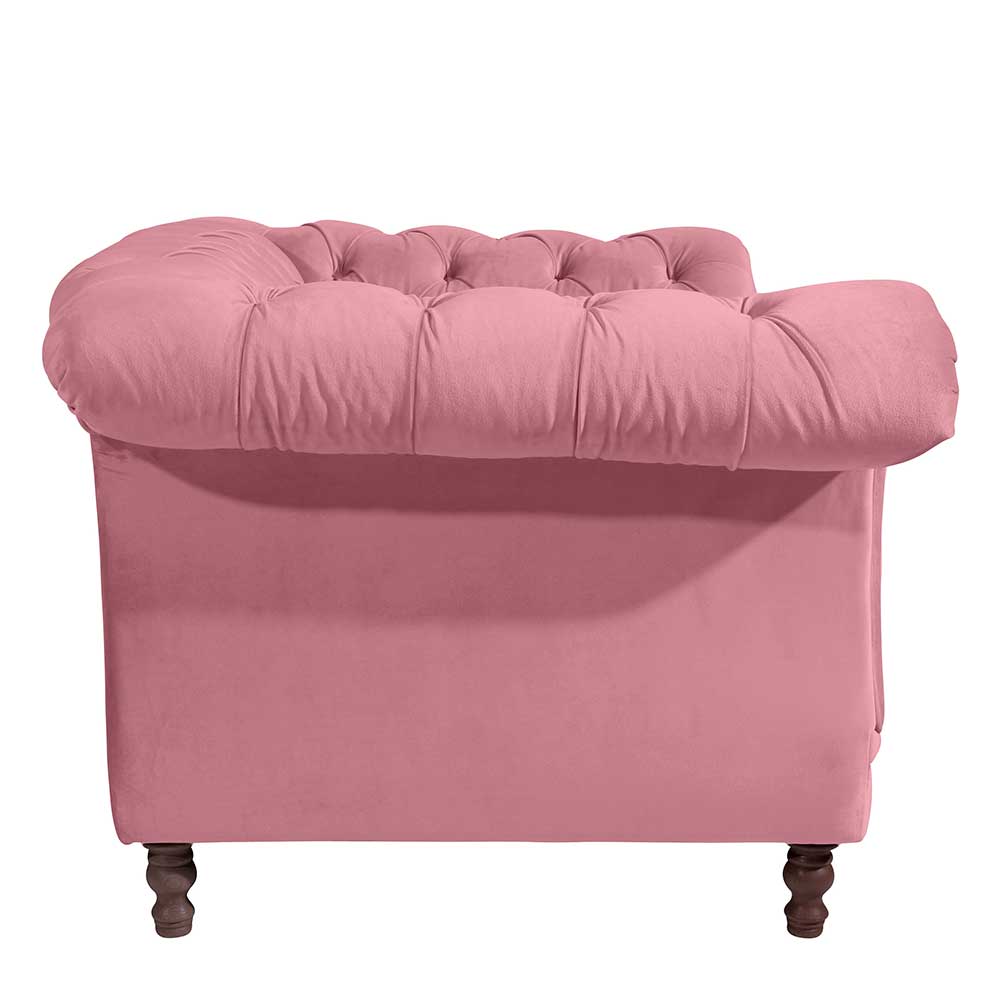 Barock Style Big Sessel in Rosa Samtvelours - Clewono