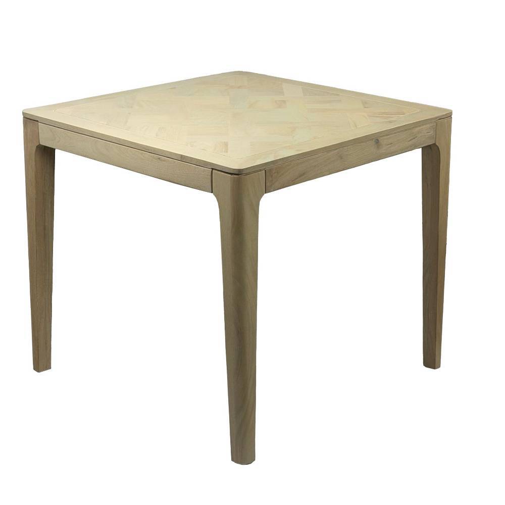 Quadratischer Holztisch für Esszimmer und Küche in heller White Wash Optik – Amsterdam