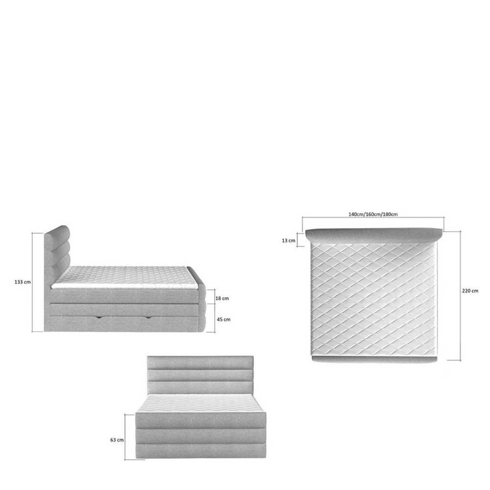 Boxspring Doppelbett in Schwarzbraun - Alkagar