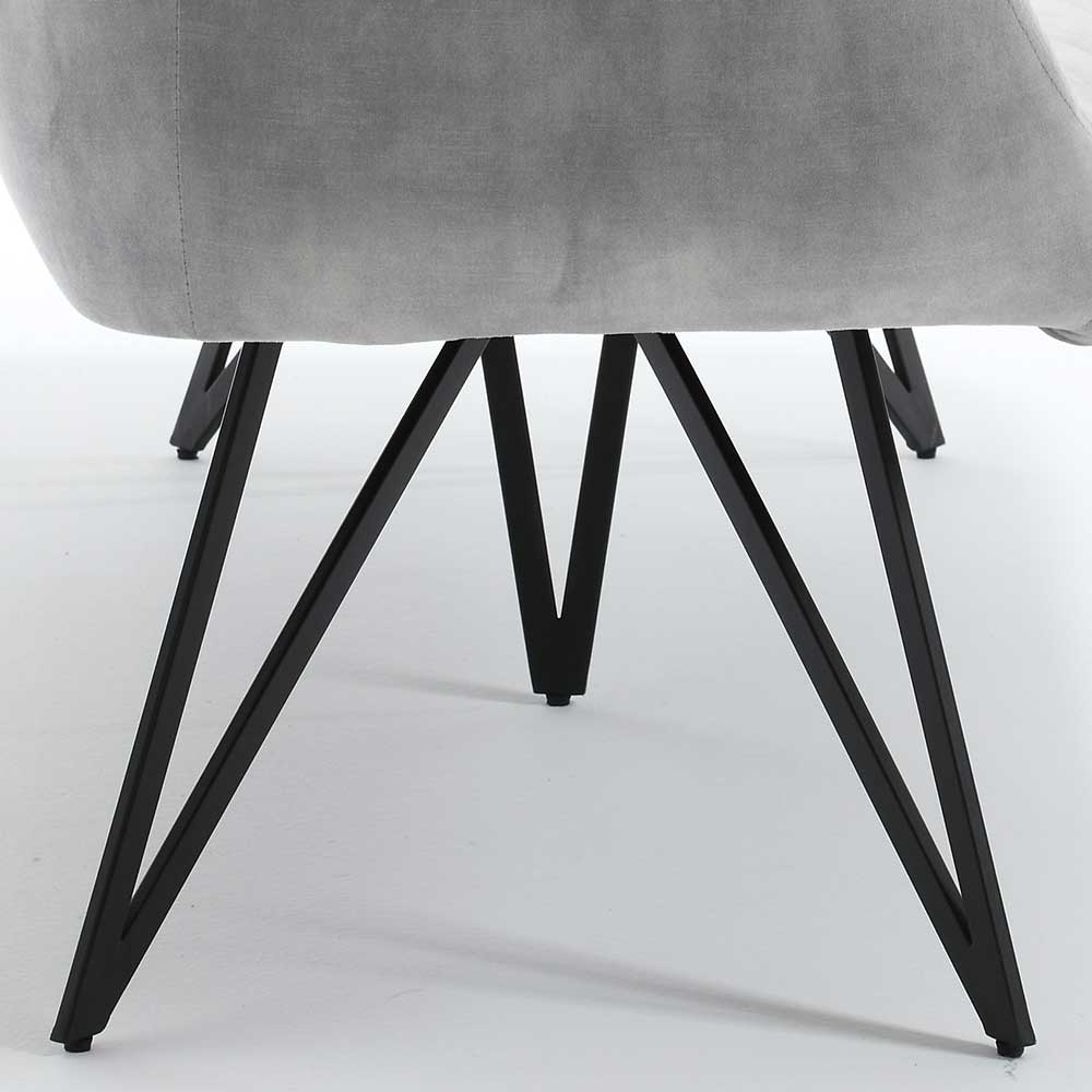 Esstisch Sofa in Grau Velours - Reymonda