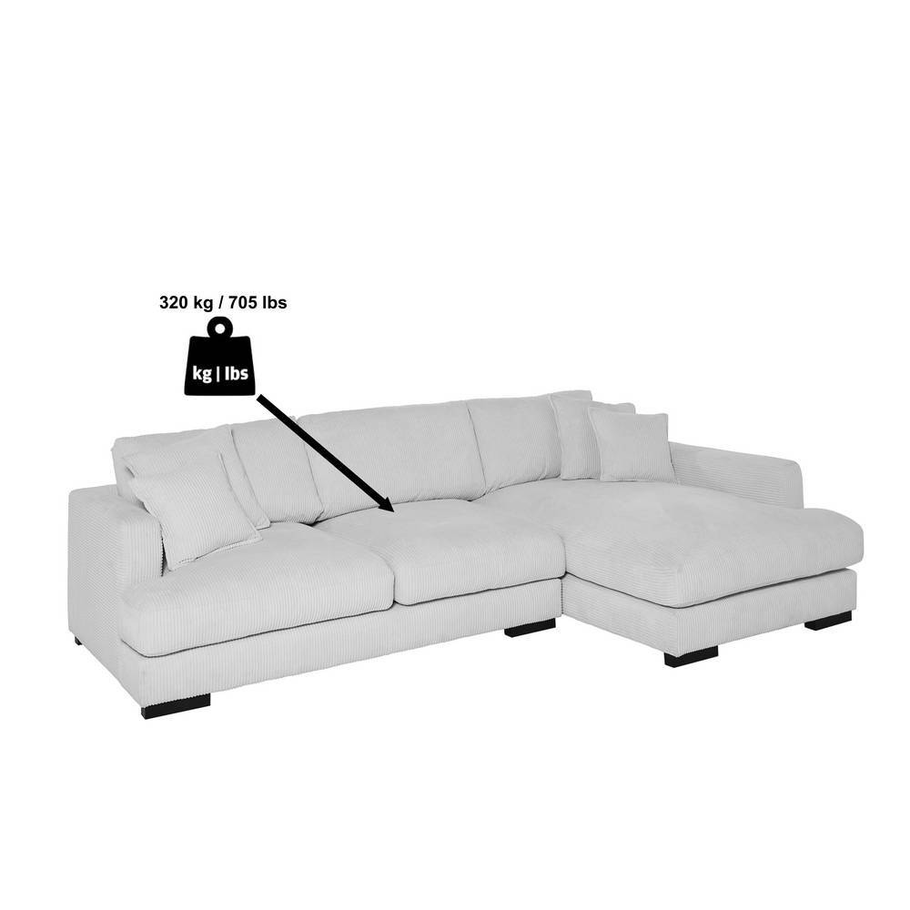 Ecksofa in Offwhite Cord mit Belastbarkeitsangabe 320 kg – Fiva