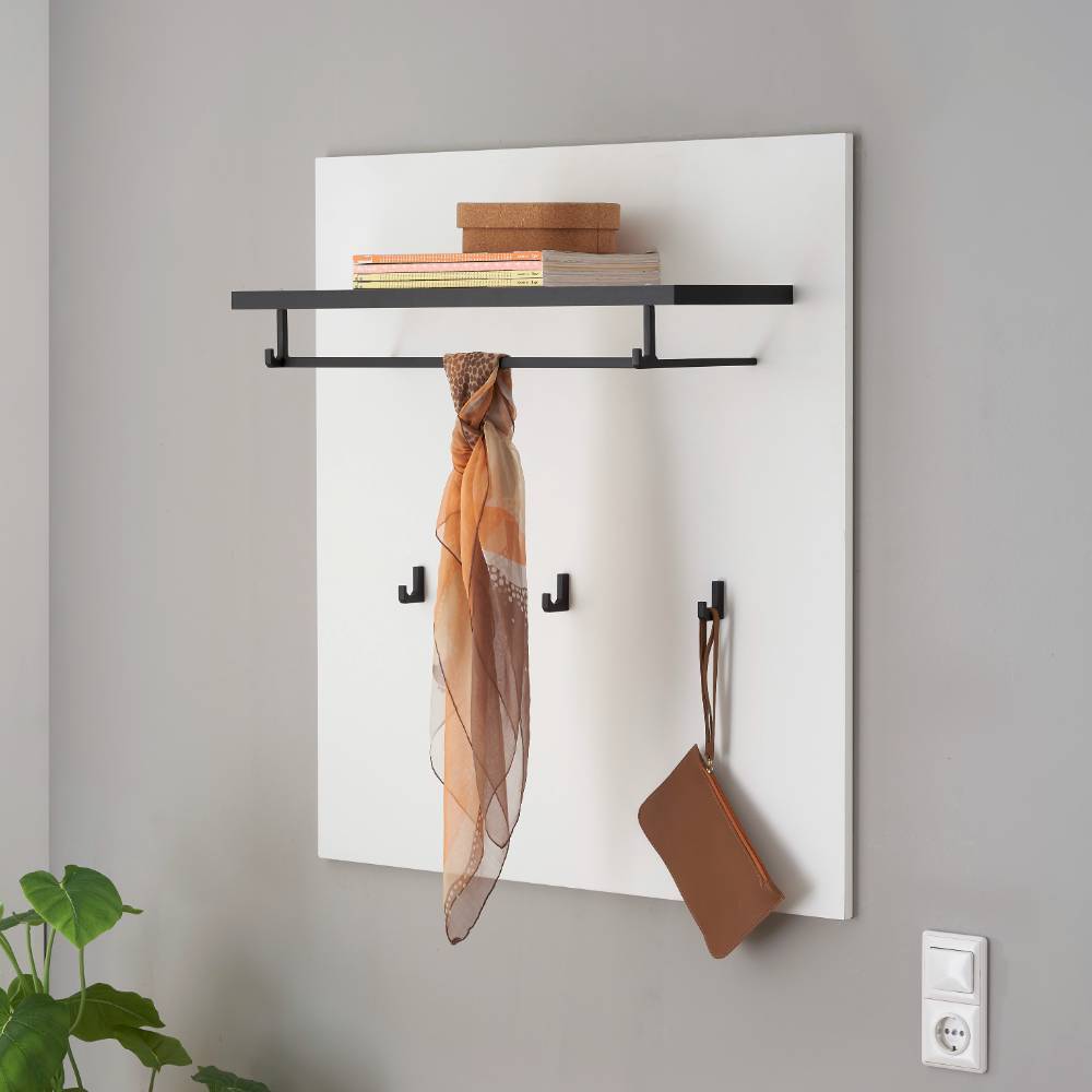 Wandgarderobe in Weiß mit Anthrazit - Ingmesan