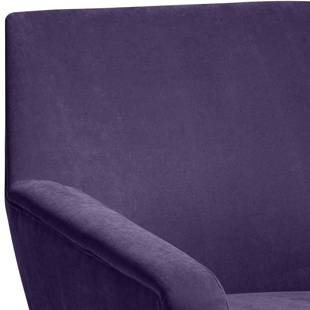 Velours Sessel in Violett und Buche Natur - Cunnar