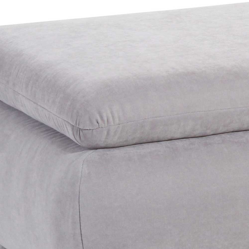 Velours Hocker in Silbergrau und Chrom - Bergion