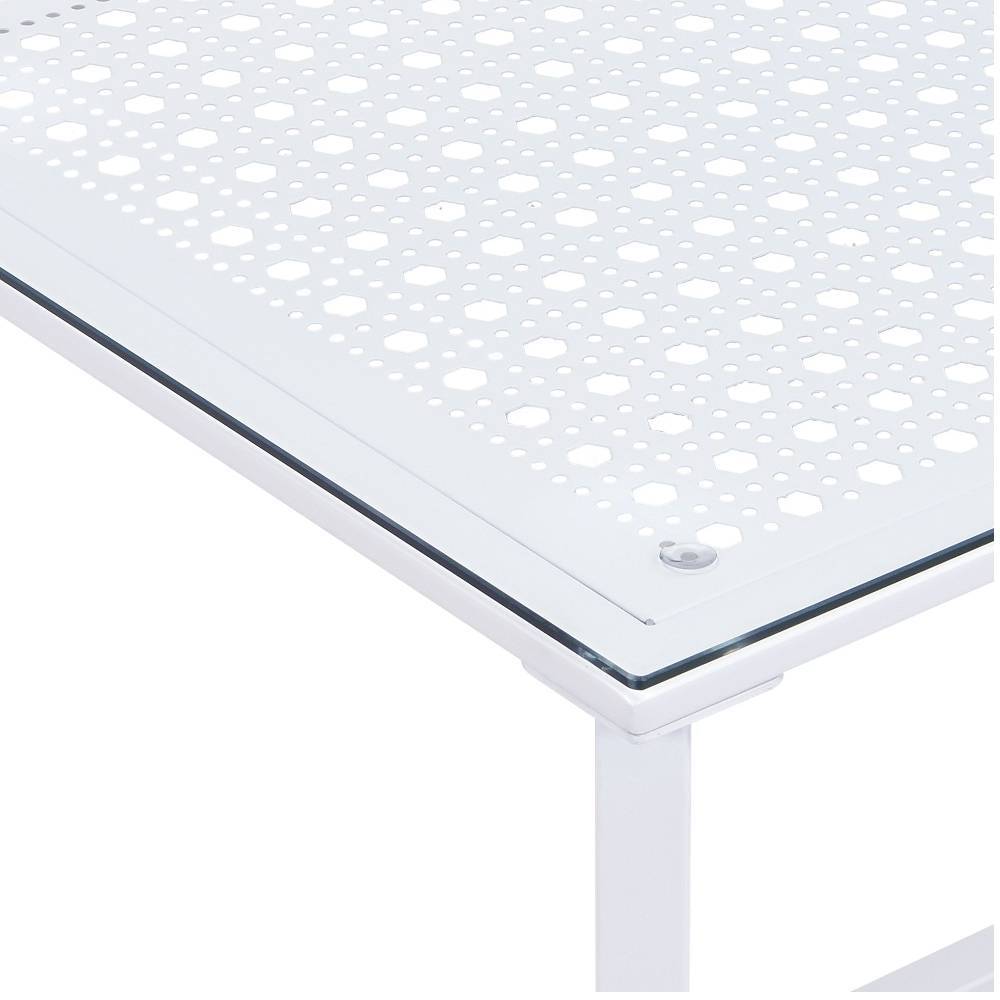 Weißer Metall-Couchtisch mit Glasplatte - Marian