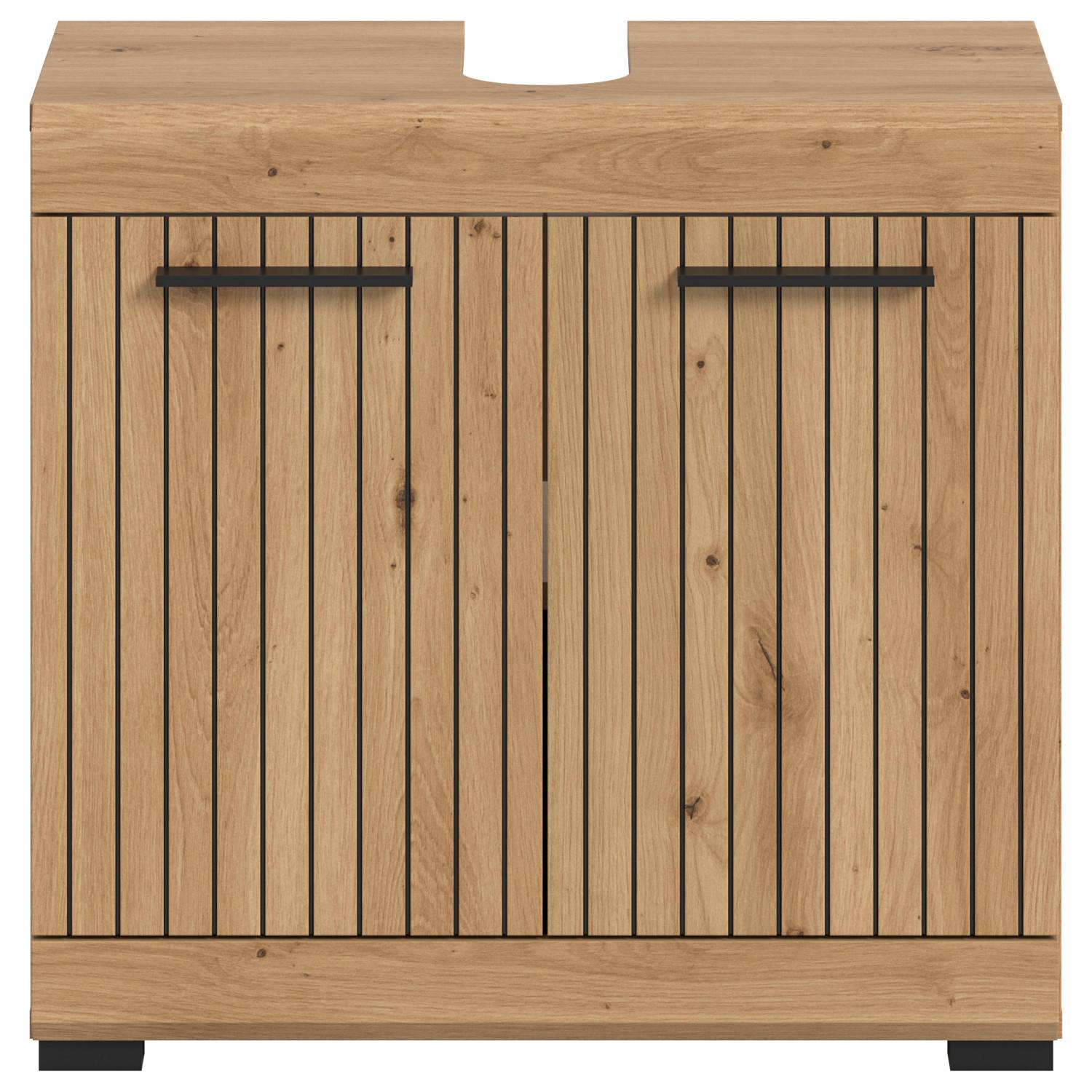 Badunterschrank mit geriffelter Front - Lasewood