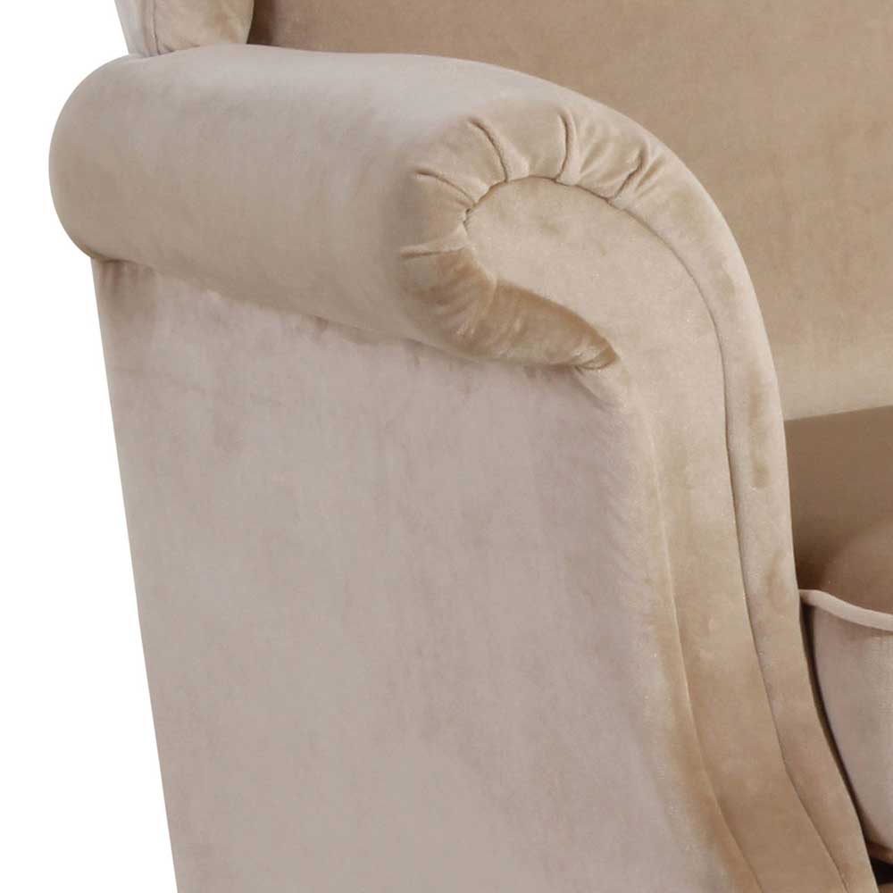 Landhaus Ohrensessel in Beige und Buche - Passe